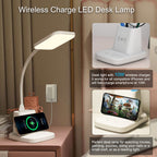 10W Wireless Charging LED Desk Lamp with Clock, Light Black
