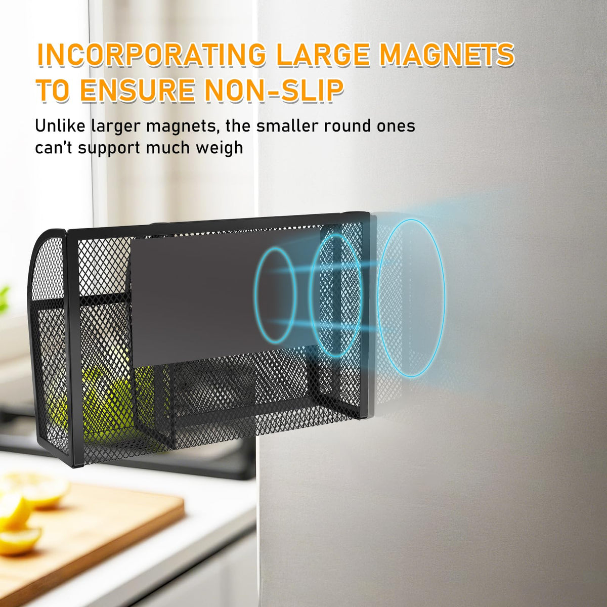 Magnetic Pencil Holder-Magnetic Basket for Fridge 3-Grid Mesh Magnetic Pen Holder for Refrigerator, Extra Strong Magnets Mesh Marker Holder Locker Accessories Organizer for Whiteboard Black