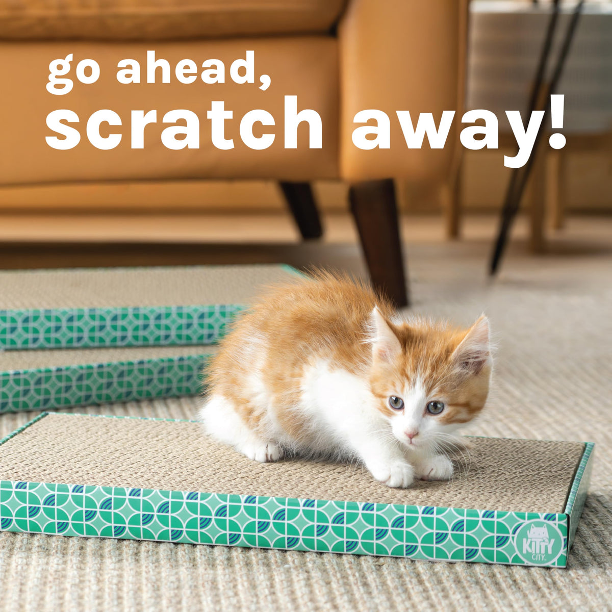 Kitty City Cat Scratcher– 2-Pack Durable Corrugated Cardboard Scratch Pads...