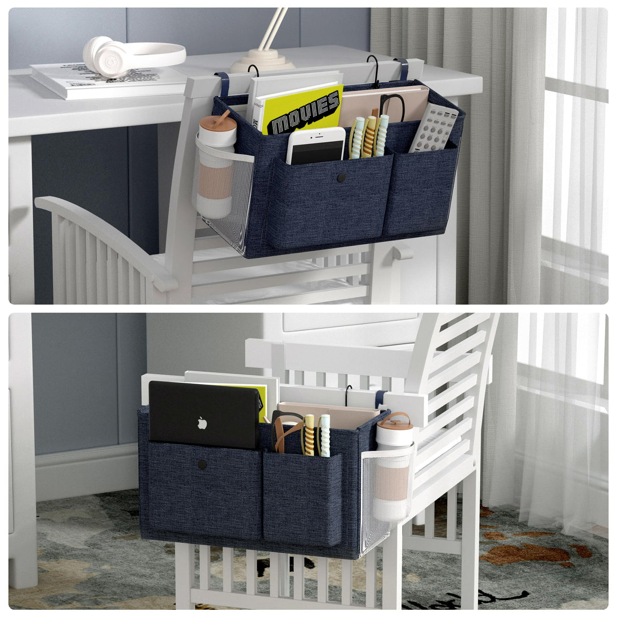 Bedside Caddy Bedside Storage Hanging Organizer for Bunk Dorm Bed Rail New Pink
