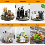 Lazy Susan Turntable Organizer for Cabinet Pantry Kitchen Countertop Refrigerator Cupboard, Pine Wood, 9", Carbonized Black 9''