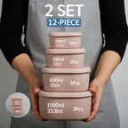 ISSEVE 12Pcs/Set Nesting Silicone Food Storage Containers with Lids Blue