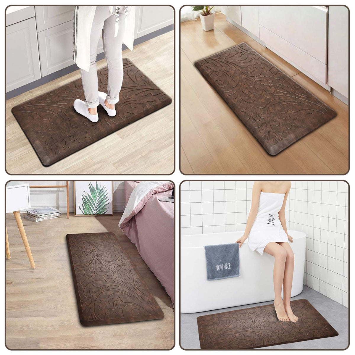 Kitchen Mat Cushioned Anti-Fatigue Comfort Standing Mat Rug for Home,Office Black 1'5" x 2'4" (Rectangular)