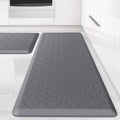 Kitchen Mat 2 PCS Cushioned Anti-Fatigue Floor Mat Standing Mat for Kitchen Stylish Grey 17.3"x29"+17.3"x47"