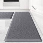 Kitchen Mat 2 PCS Cushioned Anti-Fatigue Floor Mat Standing Mat for Kitchen Stylish Grey 17.3"x29"+17.3"x47"