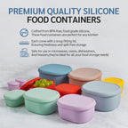 ISSEVE 12Pcs/Set Nesting Silicone Food Storage Containers with Lids Blue