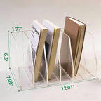 Acrylic Magazine File Holder, 4 Vertical Compartments Desk Document Sorter Organizer, Clear Folder Rack Binder for Office/Home/Classroom, for Documents, Tablet, Magazines, Books & Accessories B5, 4 Sections