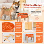 Elevated Slow Feeder Dog Bowl, 6.7" Ceramic Maze Dog Bowl with Stand White 1.5 Cups