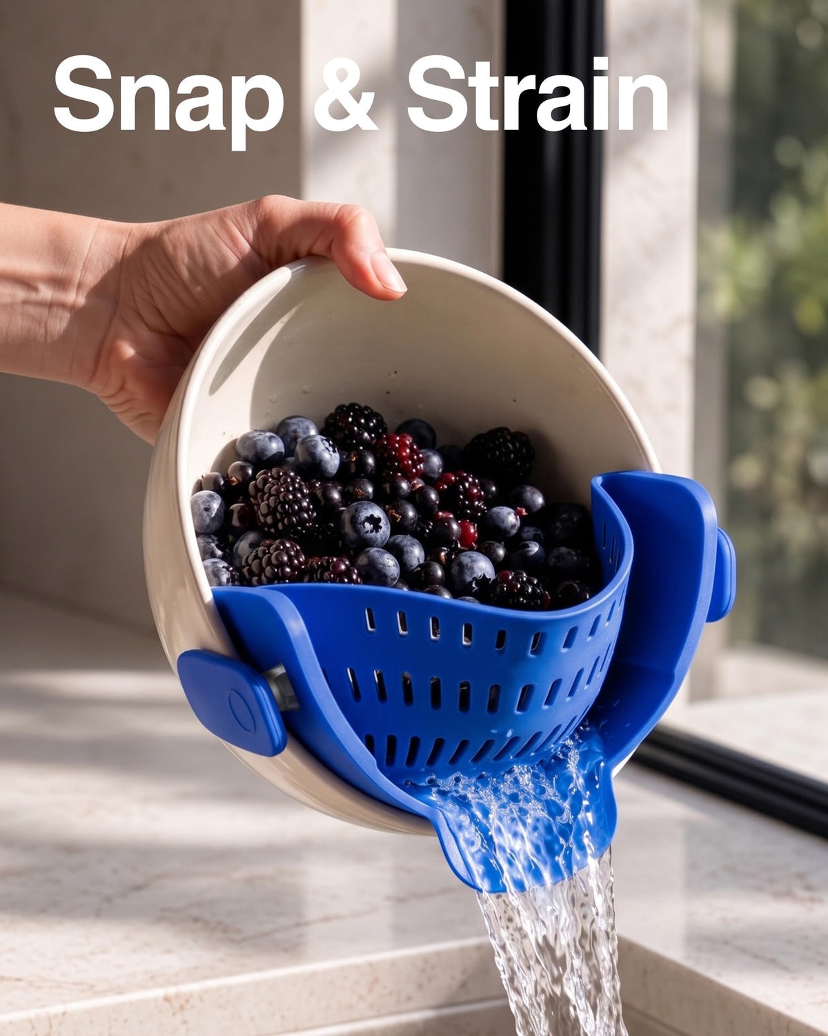 Kitchen Gizmo Snap N' Strain - Silicone Clip-On Strainer for Pots, Pans, and...