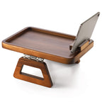 TINAMO Sofa Arm Tray with 360° Phone Holder, Clip-On Tray, Walnut Finish 13.8" x 9.5" x 1"