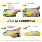 7 Pcs Compression Packing Cubes Travel for Suitcases, Luggage Organizer Washable Storage Bags Set for Backpack Travel- Packaging Cubes for Carry-Ons and Storage yellow orange