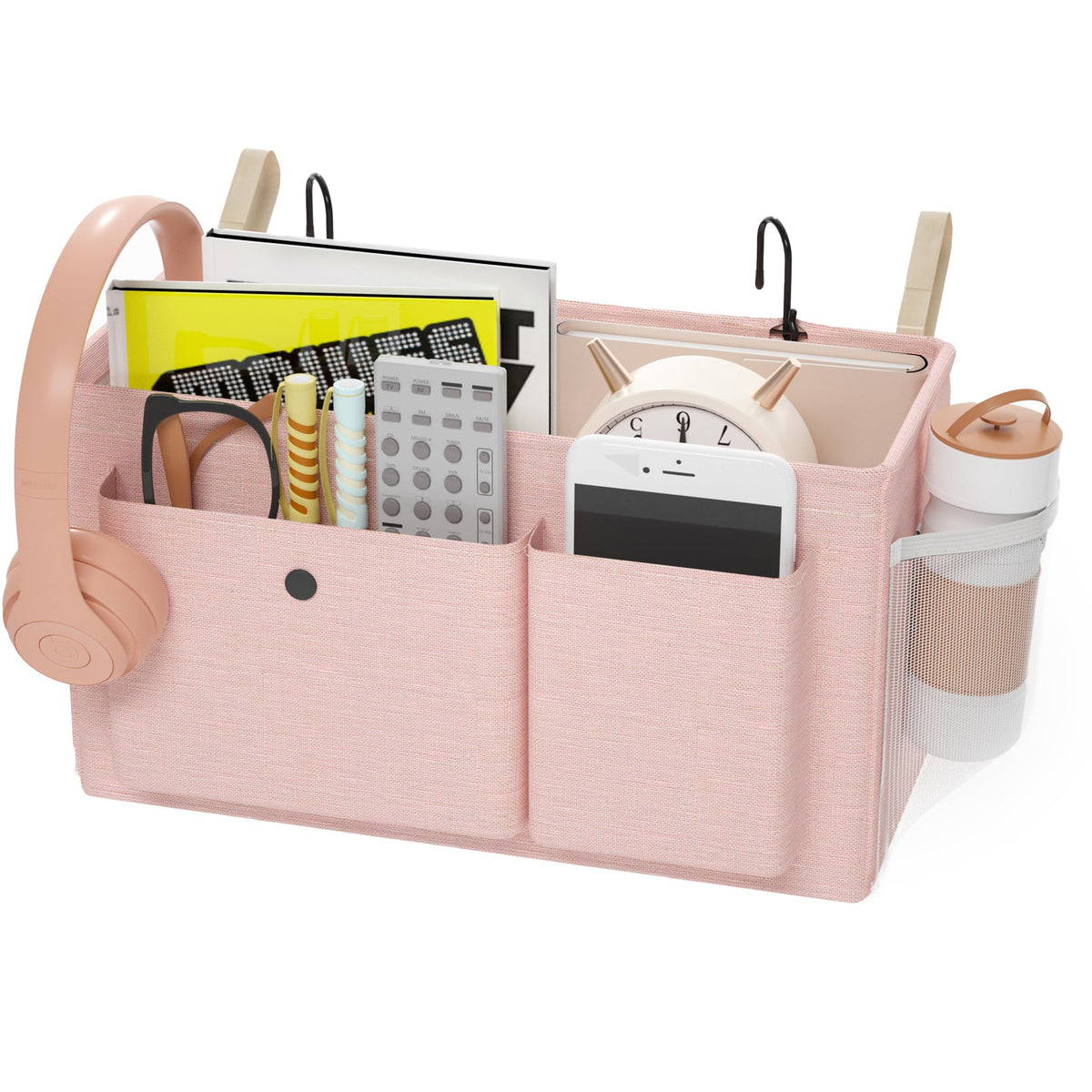 Bedside Caddy Bedside Storage Hanging Organizer for Bunk Dorm Bed Rail New Pink