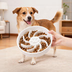 Ceramic Slow Feeder Dog Bowl, 3 Cup Dog Food or 25oz Water, Slow Eating Bowl for Middle Breed, Maze Puzzle Feeder for Fast Eaters, Anti-Choking Stop Bloat, Non-Slip BPA Free (White) White