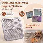 Stainless Steel Lick Mat for Dogs & Cats, Large Non-Slip Slow Feeder Pad with Suction Cups, Chew-Proof Dog Licking Mat for Anxiety Relief, Bathing & Grooming Time 1 Pack