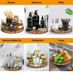 Lazy Susan Turntable Organizer for Cabinet Pantry Kitchen Countertop Refrigerator Cupboard, Pine Wood, 9", Carbonized Black 9''