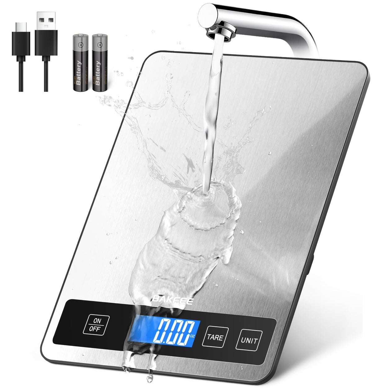 Food Scale, 33lb Rechargeable Kitchen Scale, 1g Precision, Black Rechargeable-Black