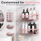 EUDELE Adhesive Shower Caddy, 5 Pack Rustproof Stainless Steel Bath Organizers With Large Capacity, No Drilling Shelves for Bathroom Storage & Home Decor Black