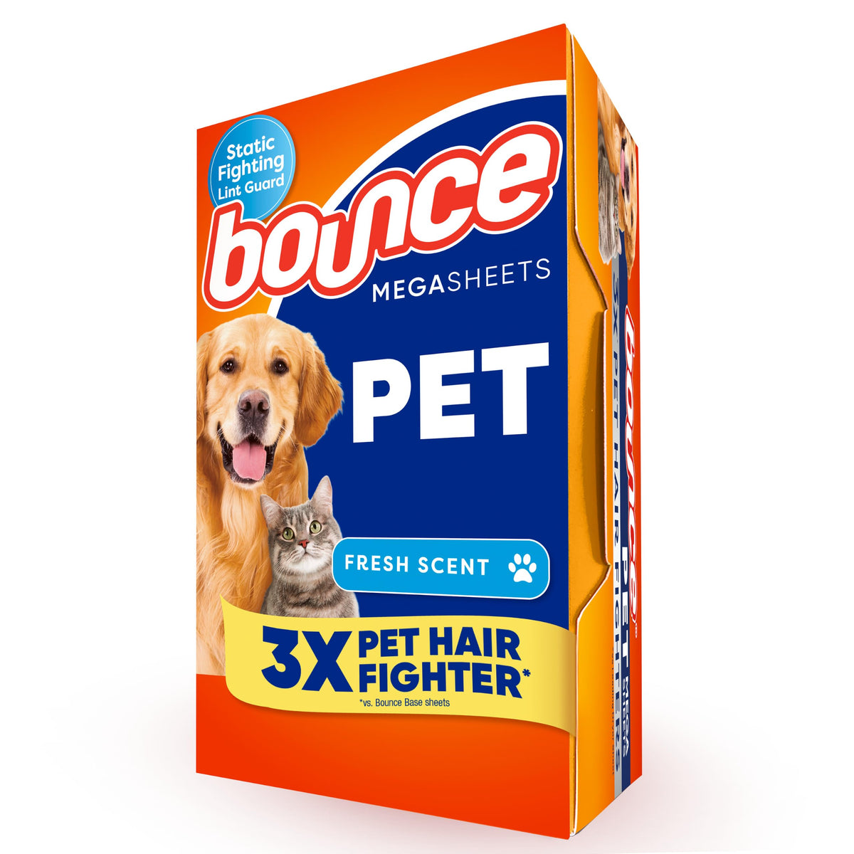 Bounce Pet Hair and Lint Guard Mega Dryer Sheets with 3X Fighters,...