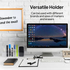 Slim Magnetic Dry Erase Marker Holder for Whiteboard, Space Saving Pen Organizer with Glass and Wall Mount Accessories for Fridge, Office, and School. Markers, Eraser, Cleaner Not Included (Black) Black