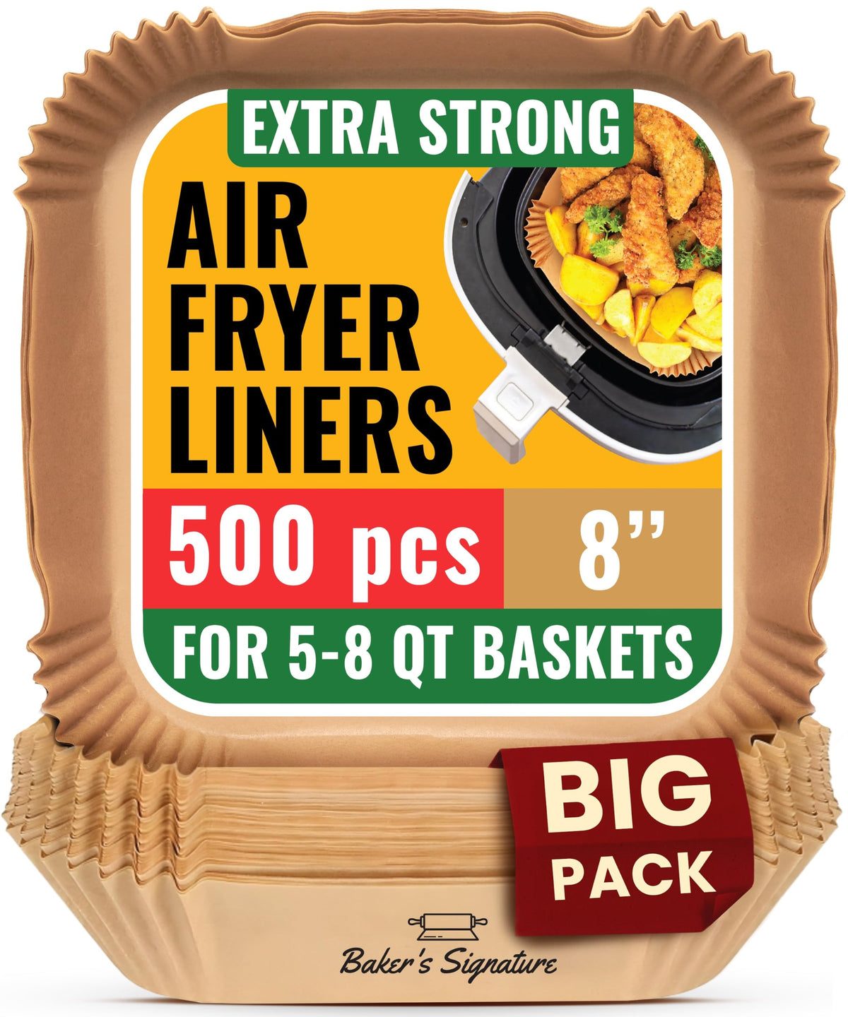 500Pcs Air Fryer Liners Disposable 8" Square 500