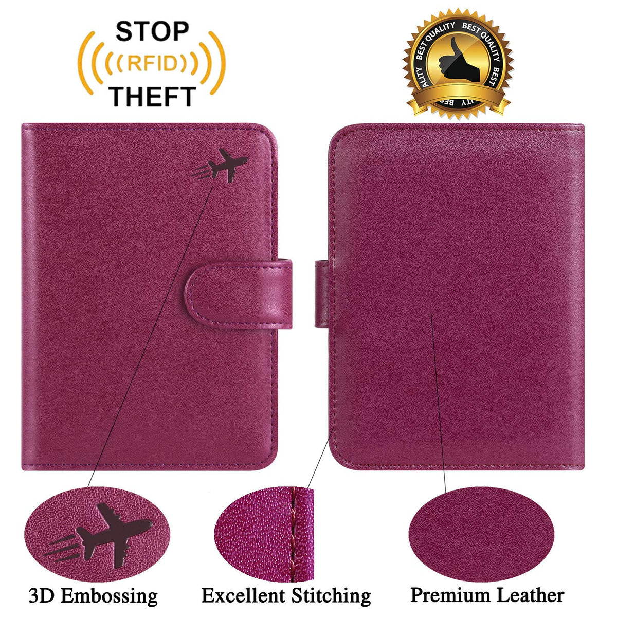 Passport Holder Cover Wallet RFID Blocking, Travel Essentials Pink Passport Covers