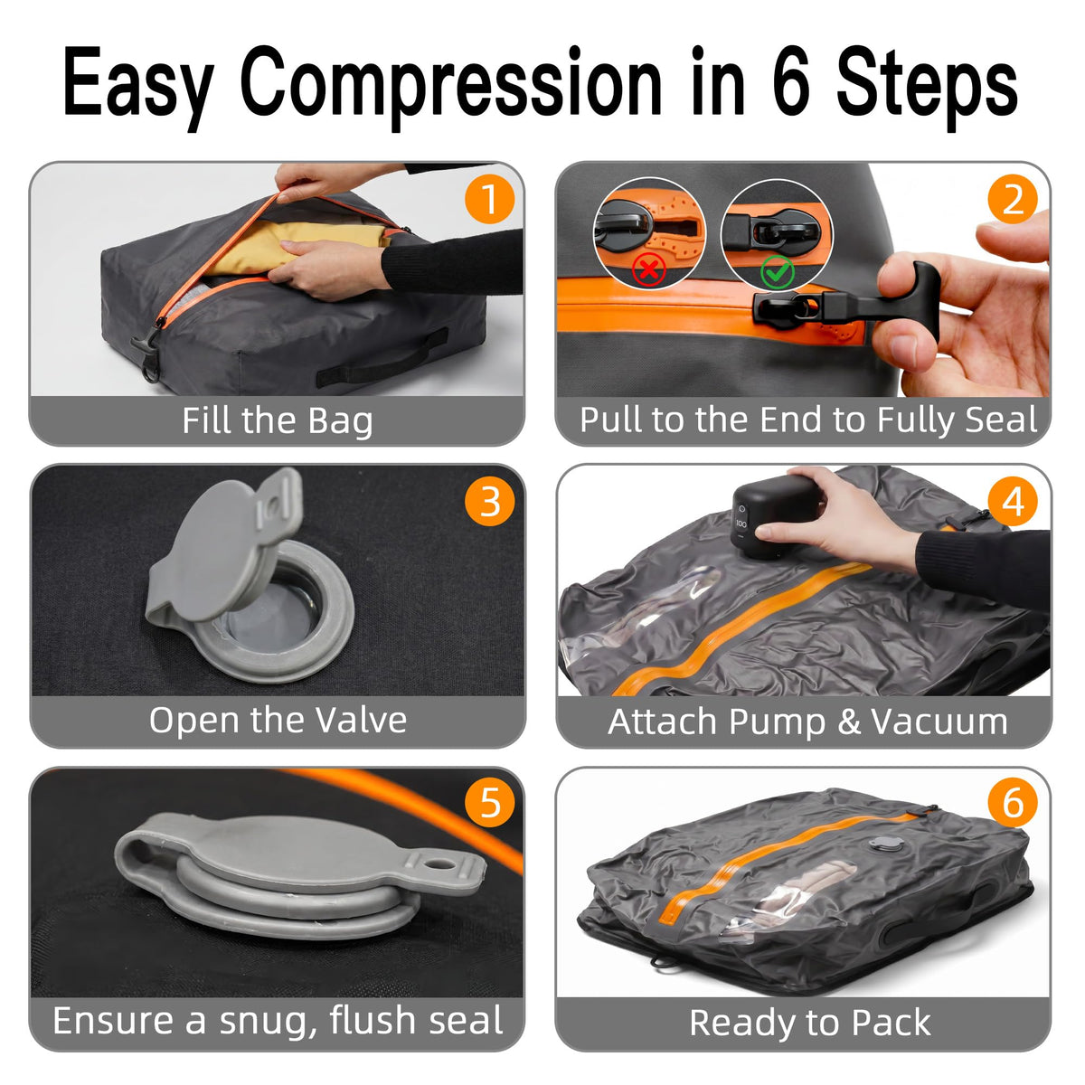 Travel Vacuum Bags With Pump, 2 Pack 22L Compression Kit For Clothes