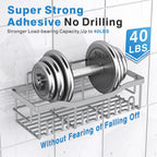 EUDELE Adhesive Shower Caddy, 5 Pack Rustproof Stainless Steel Bath Organizers With Large Capacity, No Drilling Shelves for Bathroom Storage & Home Decor Black