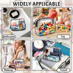 4 Pieces Clear Cosmetic Bags Bulk TSA Approved Toiletry Bag for Travel PVC Waterproof Clear Makeup Pouch with Zipper for Men and Women Carry-on Travel Essentials 4pcs SML Black
