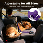 Dog Seat Belt for Car, Car Harness with Locking Aluminum Hook Purple