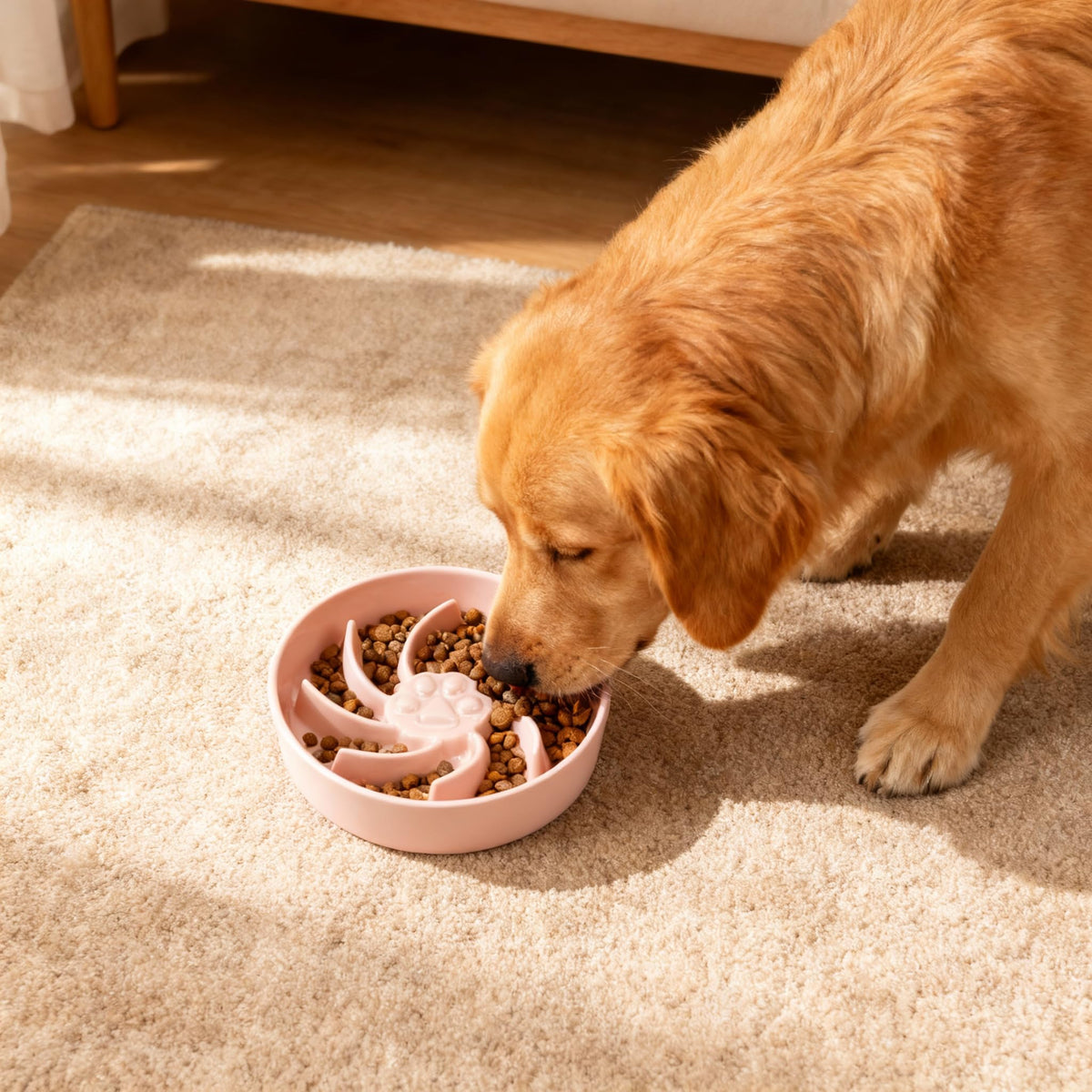 Ceramic Slow Feeder Dog Bowl, 3 Cup Dog Food or 25oz Water, Slow Eating Bowl for Middle Breed, Maze Puzzle Feeder for Fast Eaters, Anti-Choking Stop Bloat, Non-Slip BPA Free (White) White