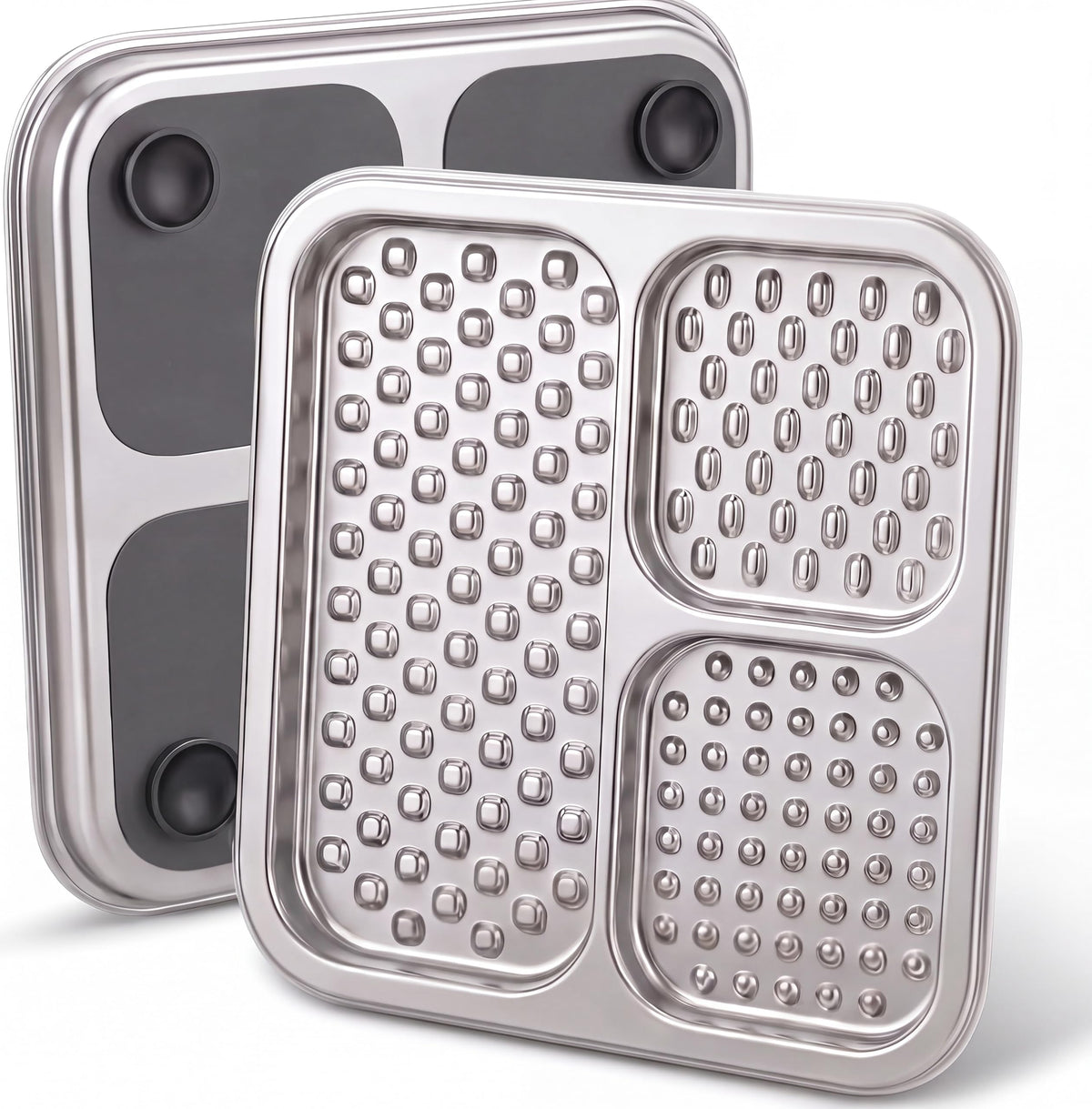 Stainless Steel Lick Mat for Dogs & Cats, Large Non-Slip Slow Feeder Pad with Suction Cups, Chew-Proof Dog Licking Mat for Anxiety Relief, Bathing & Grooming Time 1 Pack