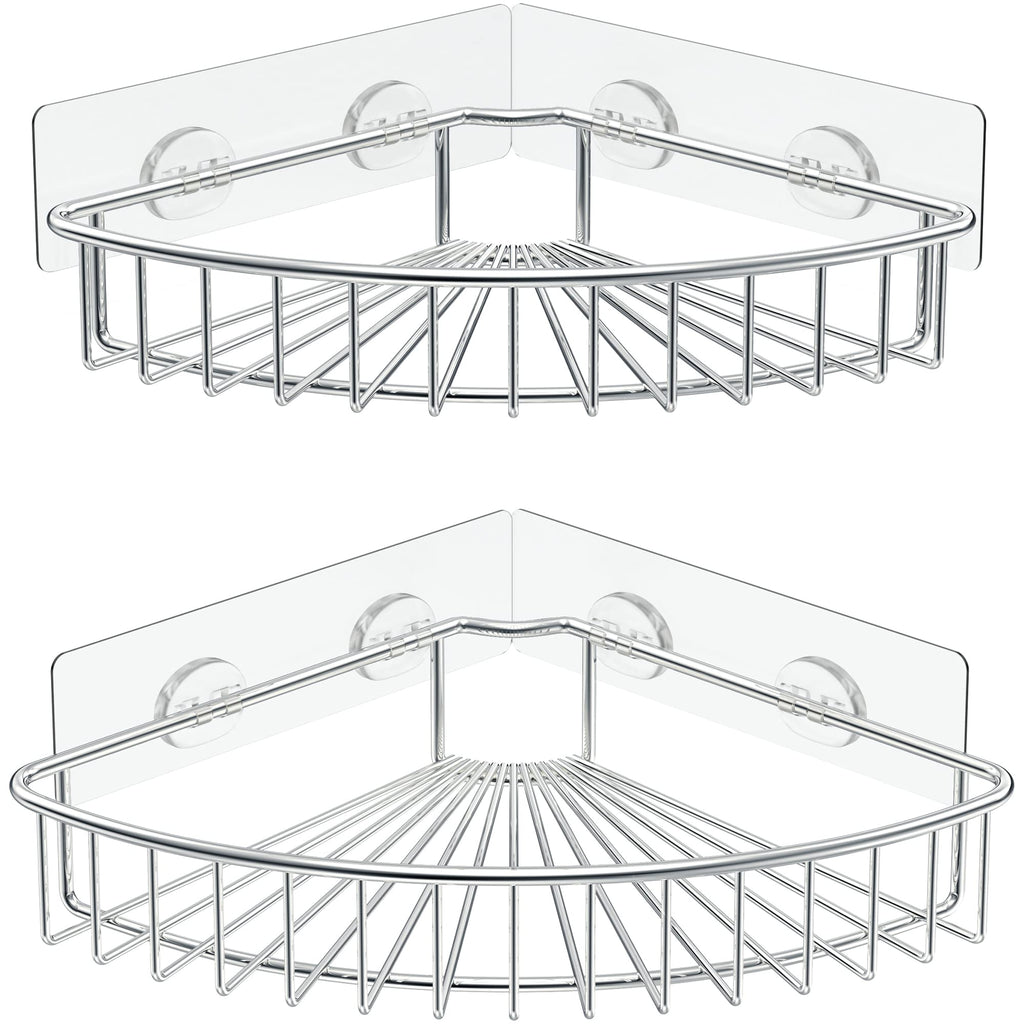 SMARTAKE 2-Pack Corner Shower Caddy, SUS304 Stainless Steel, Silver