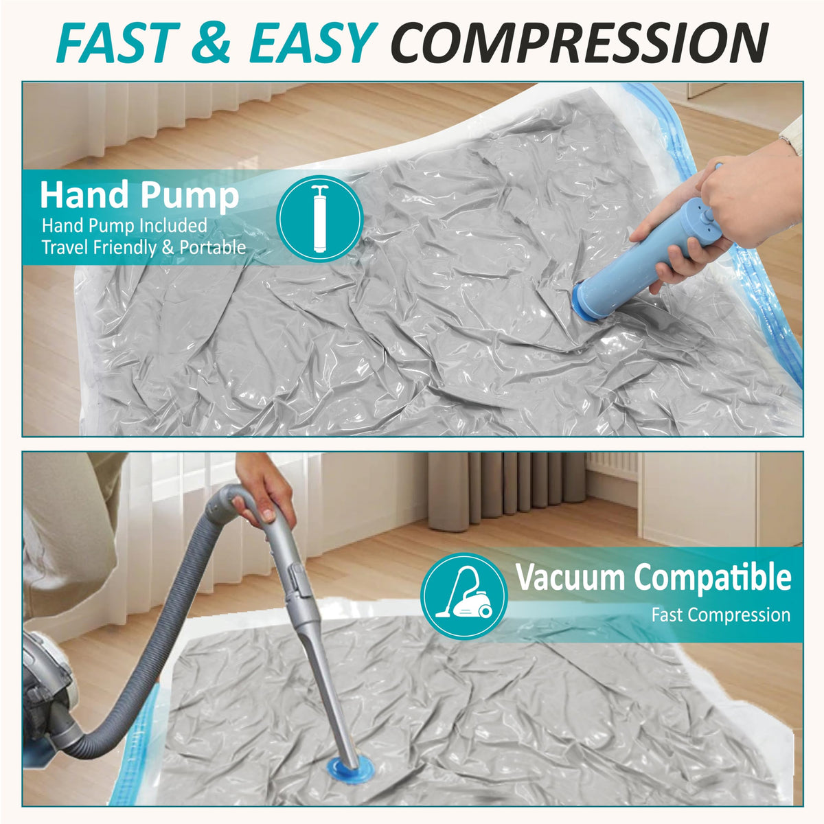 12 Jumbo Vacuum Storage Bags for Blankets & Bedding, Space Saver Bags 12 Jumbo