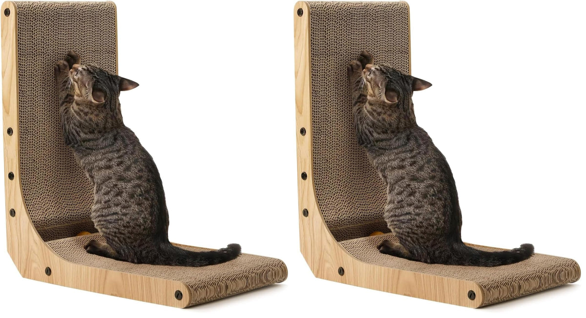 FUKUMARU Cat Scratcher, 26.8 Inch L Shaped Scratch Pad for Indoor Cats