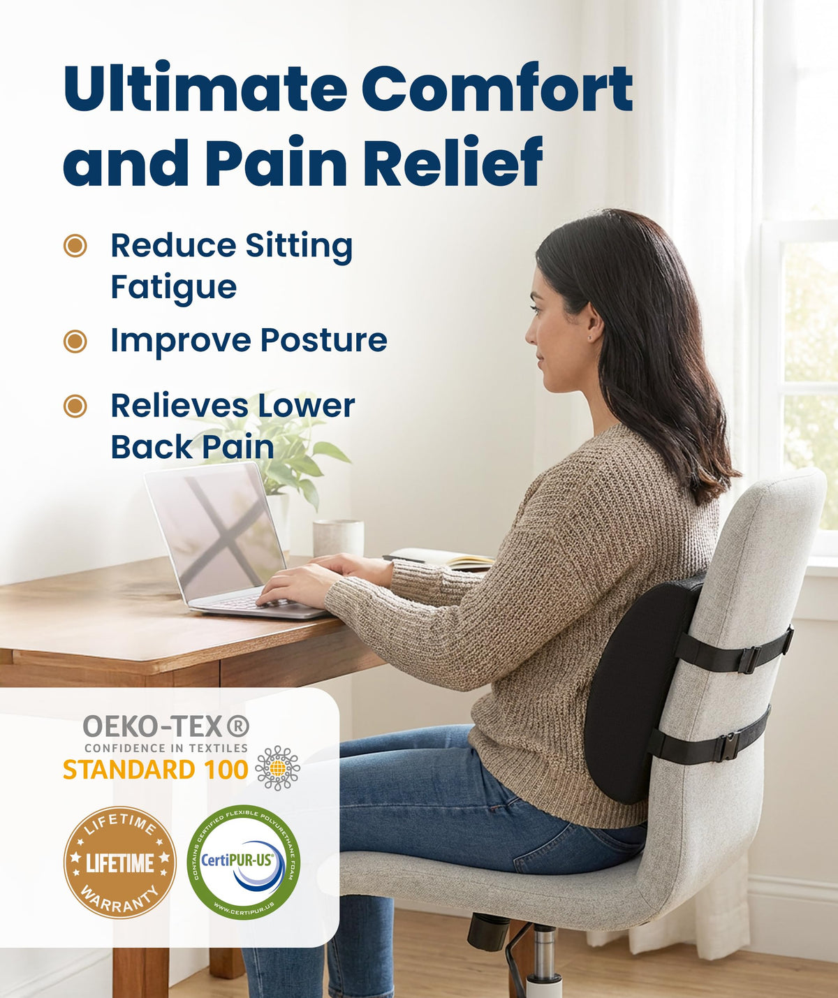 Everlasting Comfort The Original Lumbar Support Pillow for Office Chair -...