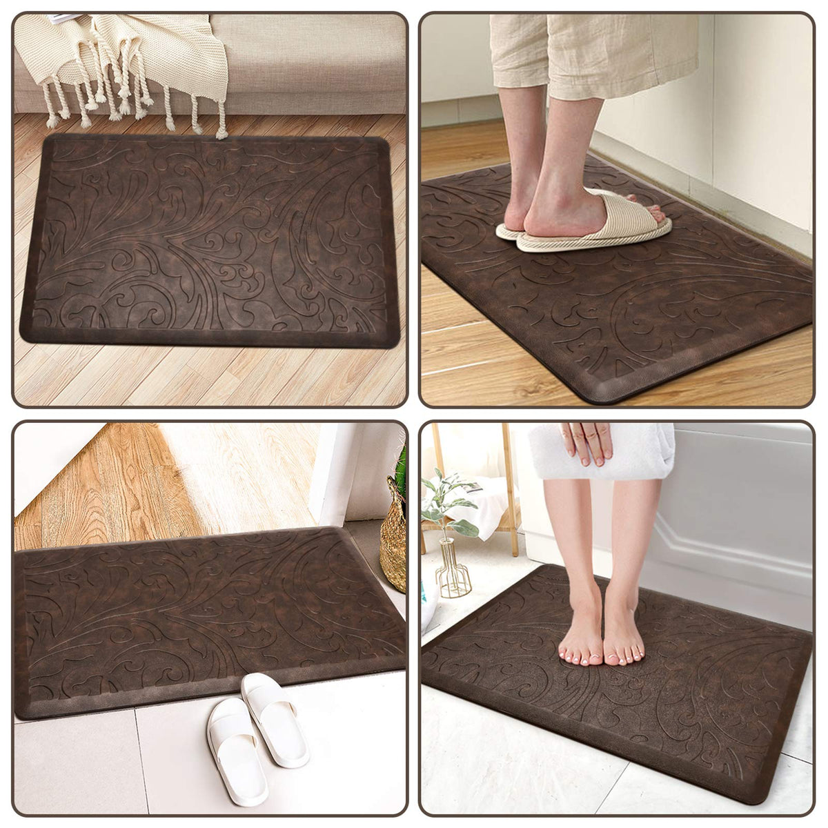 Kitchen Mat Cushioned Anti-Fatigue Comfort Standing Mat Rug for Home,Office Black 1'5" x 2'4" (Rectangular)