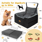 Dog Car Seat for Medium/Large Dog Booster Seat Under 60 lbs or 2 Small Dogs, Multi-Functional Pet Car Seat with Thick Cushion, 2 Safety Leashes (Gray) Gray Large
