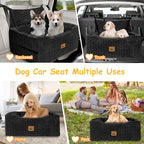 Dog Car Seat for Medium/Large Dog Booster Seat Under 60 lbs or 2 Small Dogs, Multi-Functional Pet Car Seat with Thick Cushion, 2 Safety Leashes (Gray) Gray Large