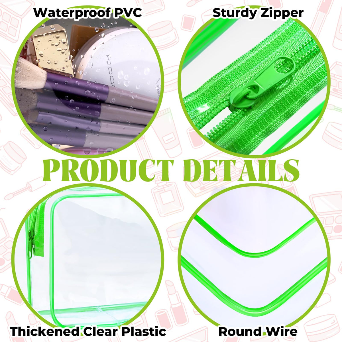 4 Pieces Clear Cosmetic Bags Bulk TSA Approved Toiletry Bag for Travel PVC Waterproof Clear Makeup Pouch with Zipper for Men and Women Carry-on Travel Essentials 4pcs SML Black
