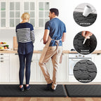Kitchen Mat 2 PCS Cushioned Anti-Fatigue Floor Mat Standing Mat for Kitchen Stylish Grey 17.3"x29"+17.3"x47"