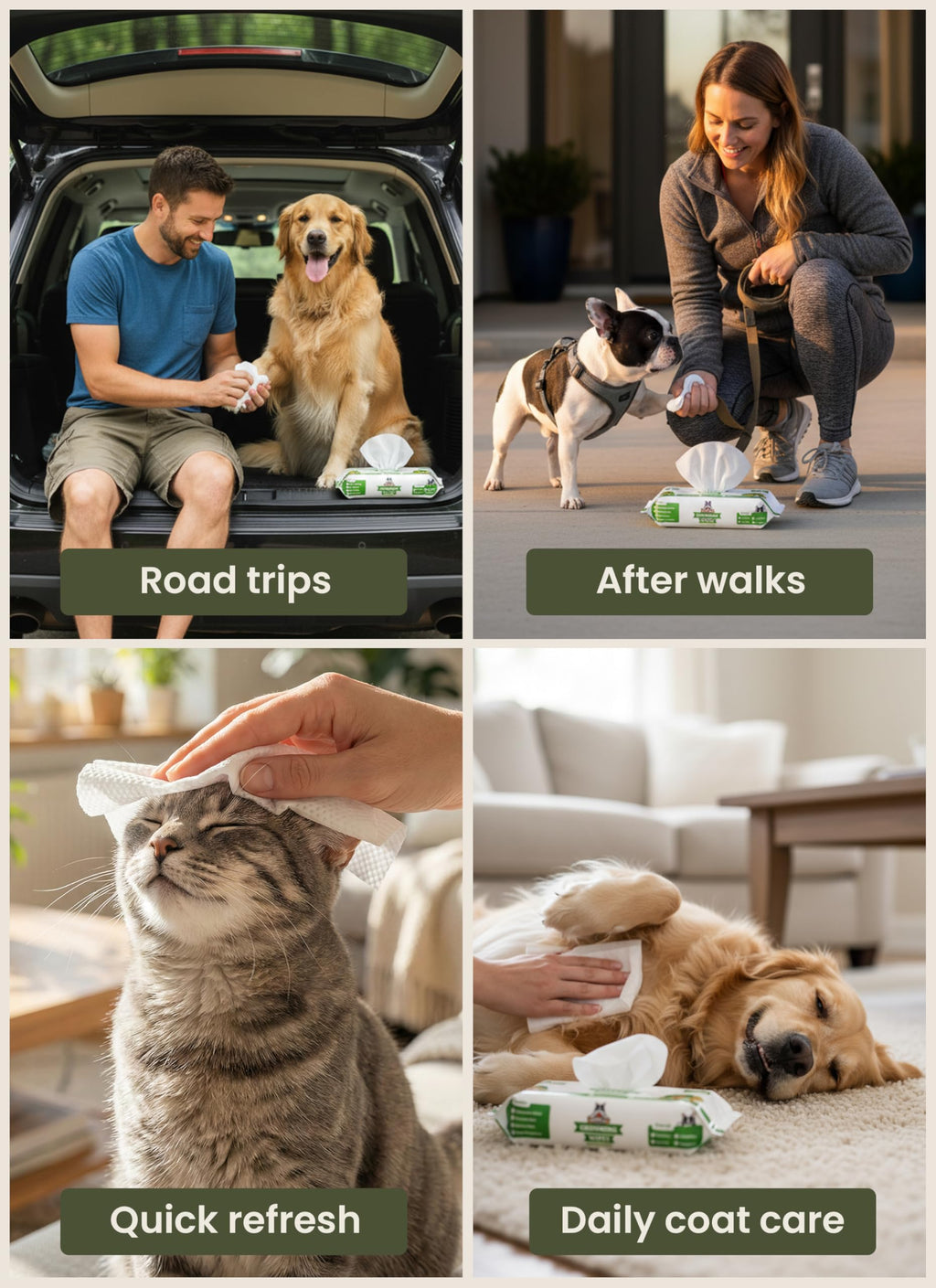 Pogi's Dog Grooming Wipes for Paws & Butt, Fragrance Free, 100