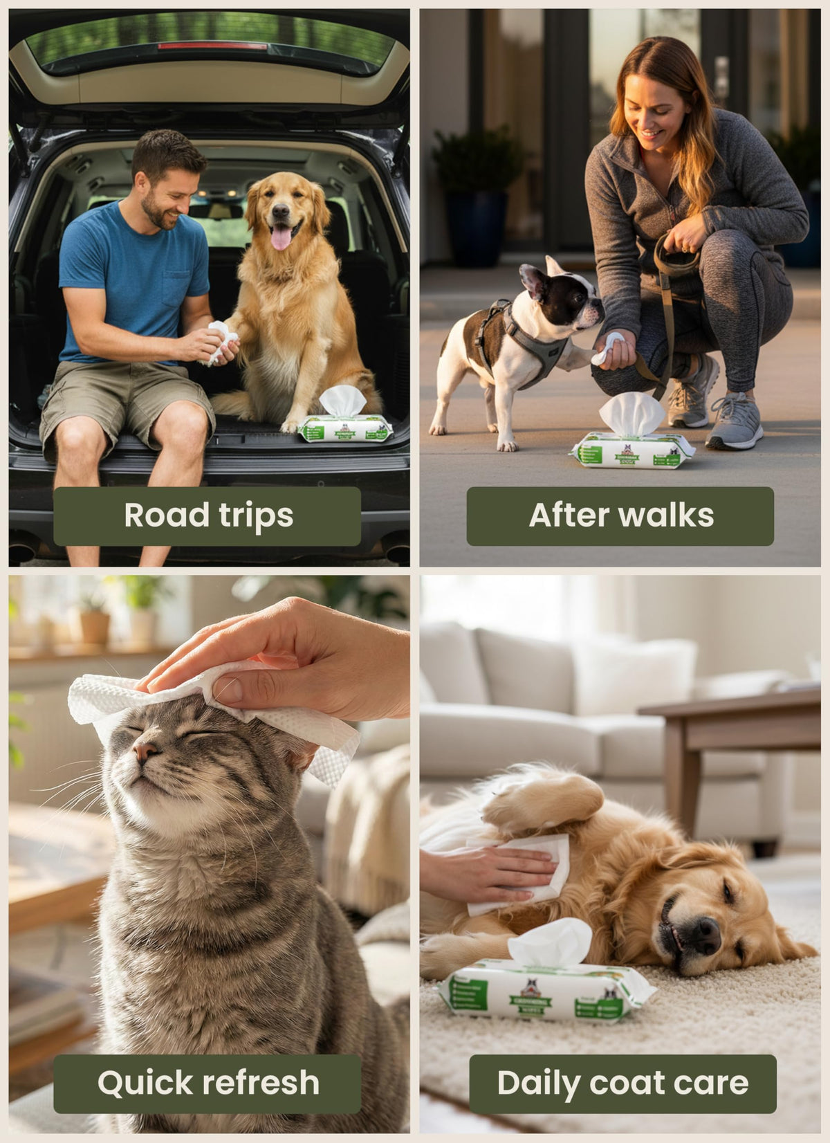 Pogi's Dog Grooming Wipes for Paws & Butt, Fragrance Free, 100