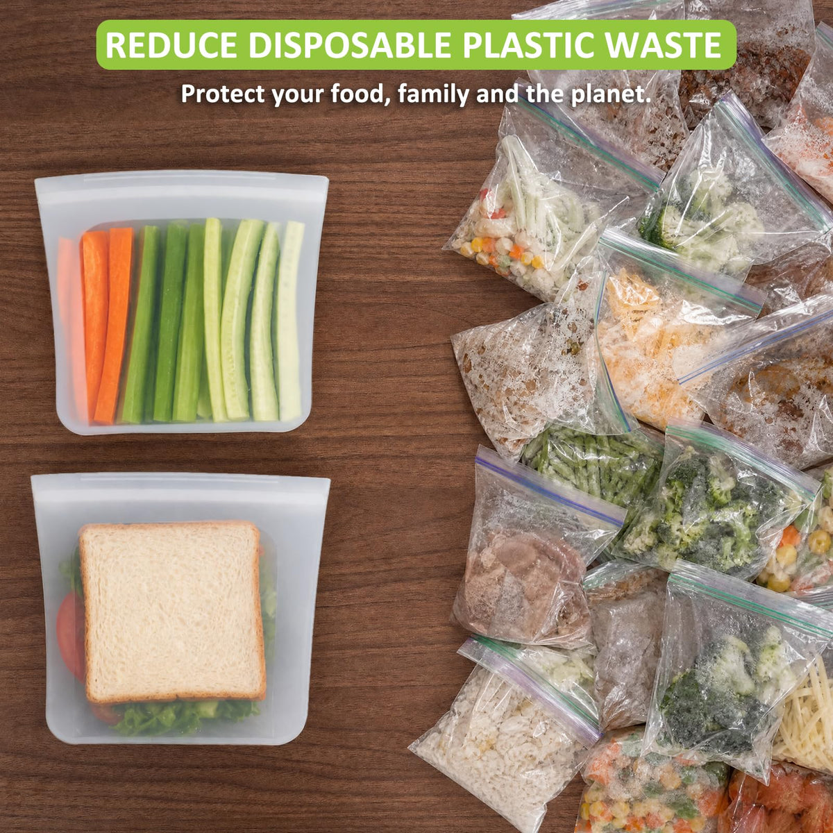 100% Silicone Mini Ziplock Reusable Pocket Snack Bags 4oz, BPA Free, 4 Pack Tranlucent | 4oz | 4 Pack
