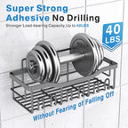 EUDELE Adhesive Shower Caddy, 5 Pack Rustproof Stainless Steel Bath Organizers With Large Capacity, No Drilling Shelves for Bathroom Storage & Home Decor Black