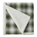 Nordic Plaid Green Sherpa Throw Blanket for Bed and Couch
