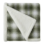 Nordic Plaid Green Sherpa Throw Blanket for Bed and Couch