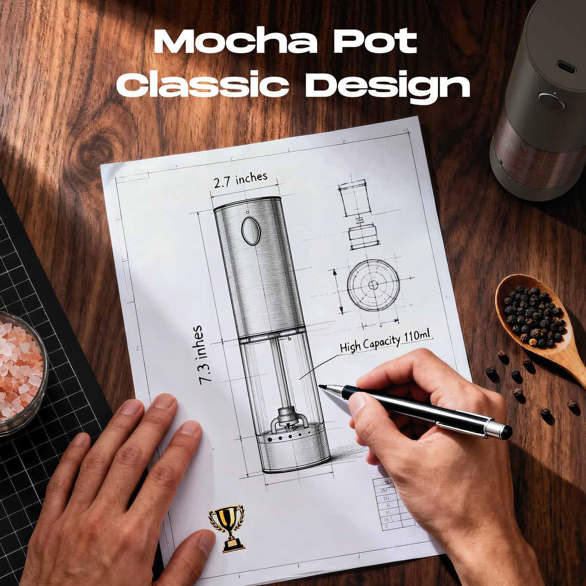 Electric Salt and Pepper Grinder Set, Battery Automatic Salt and Pepper Shaker with Adjustable Coarseness, Large Capacity Pepper Mill with LED White Elephant Gifts(Battery-Stainless Steel) Battery-Stainless Steel 2-Pack