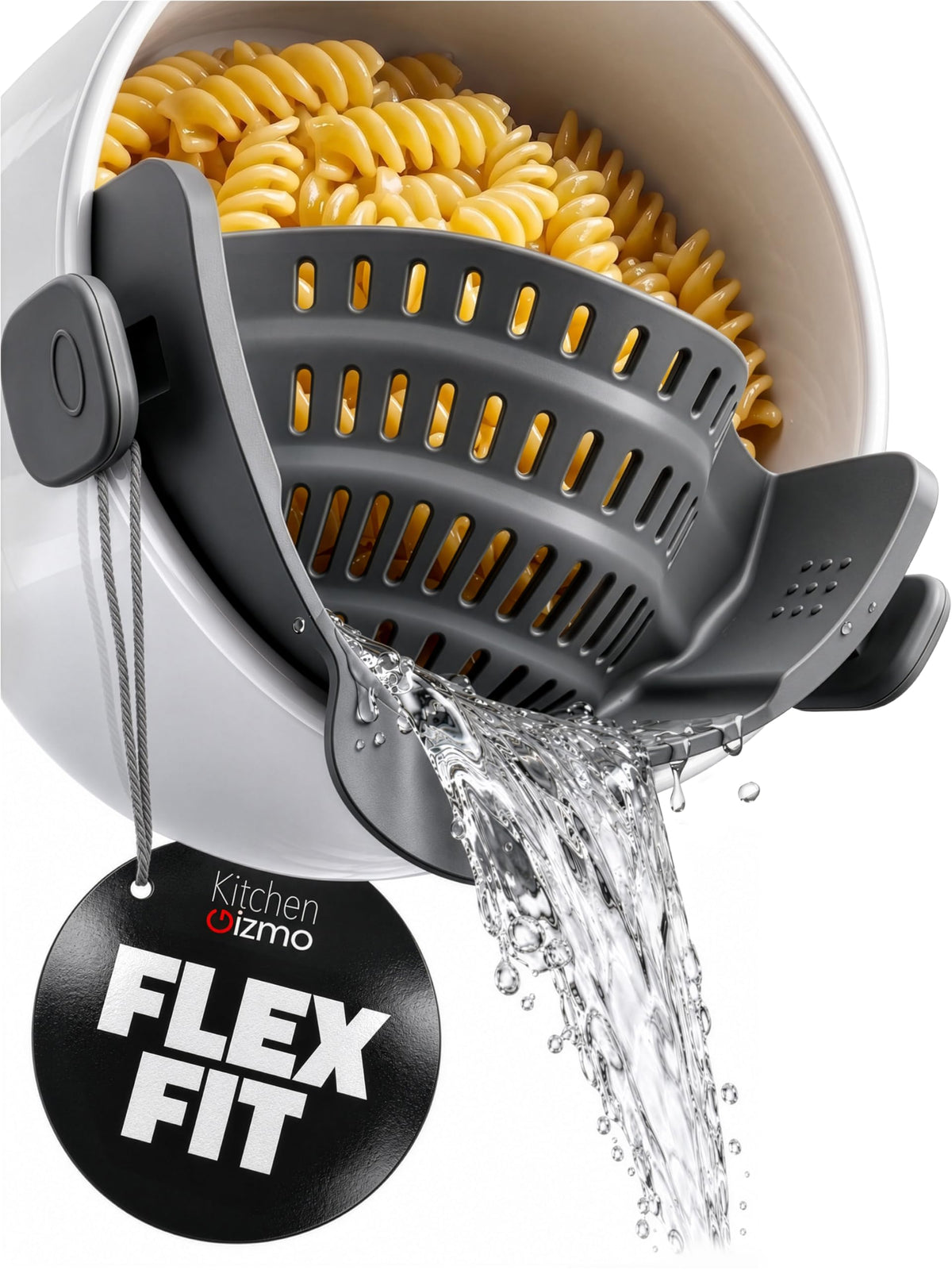 Kitchen Gizmo Snap N' Strain - Silicone Clip-On Strainer for Pots, Pans, and...