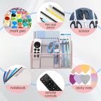 YINGHUA 3 Compartment Magnetic Metal Mesh Pen Holder, White Desk Caddy