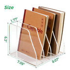 Acrylic Magazine File Holder, 4 Vertical Compartments Desk Document Sorter Organizer, Clear Folder Rack Binder for Office/Home/Classroom, for Documents, Tablet, Magazines, Books & Accessories B5, 4 Sections